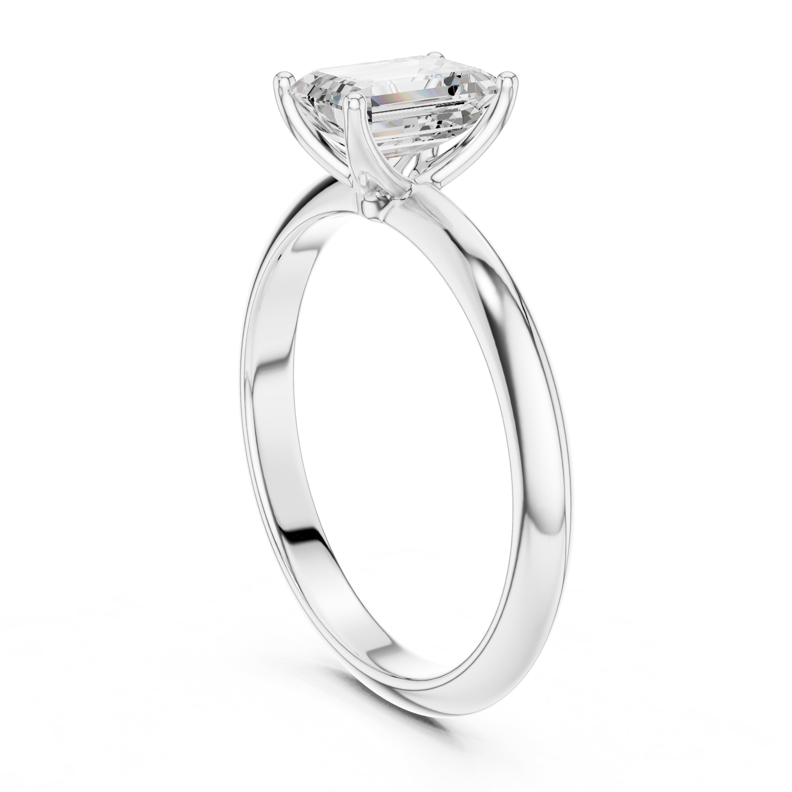 1.00 ct Signature Four-Prong Solitaire 1ct White Gold Emerald