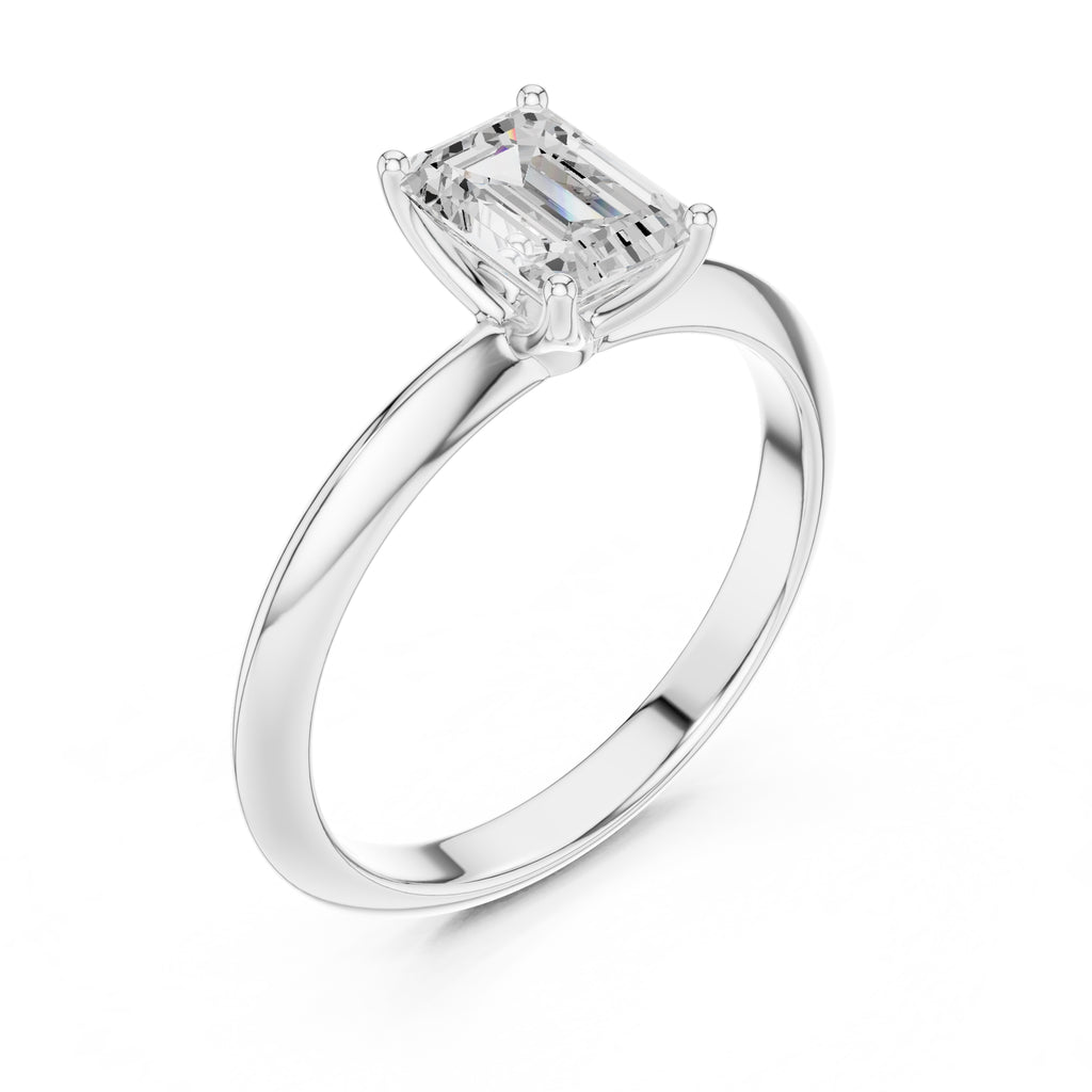 1.00 ct Signature Four-Prong Solitaire 1ct White Gold Emerald
