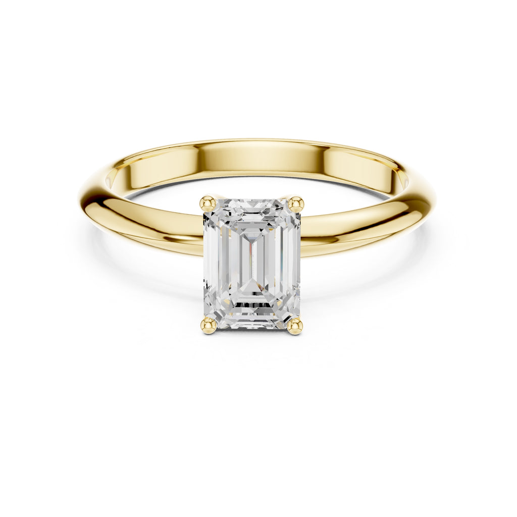 1.00 ct Signature Four-Prong Solitaire 1ct Yellow Gold Emerald