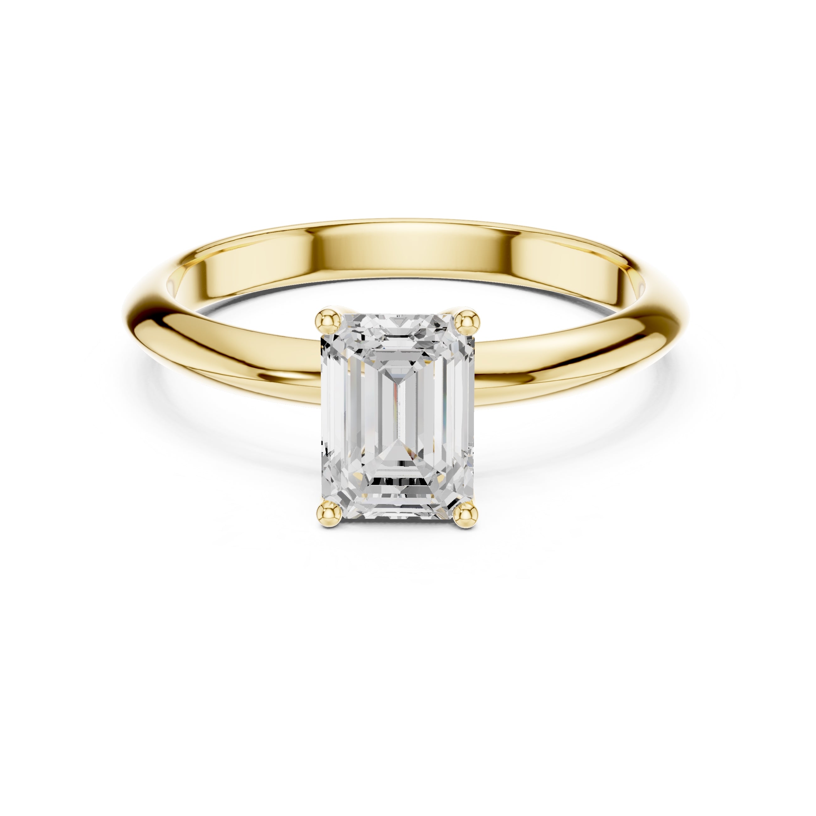 1.00 ct Signature Four-Prong Solitaire 1ct Yellow Gold Emerald
