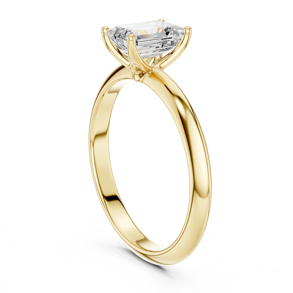 1.00 ct Signature Four-Prong Solitaire 1ct Yellow Gold Emerald