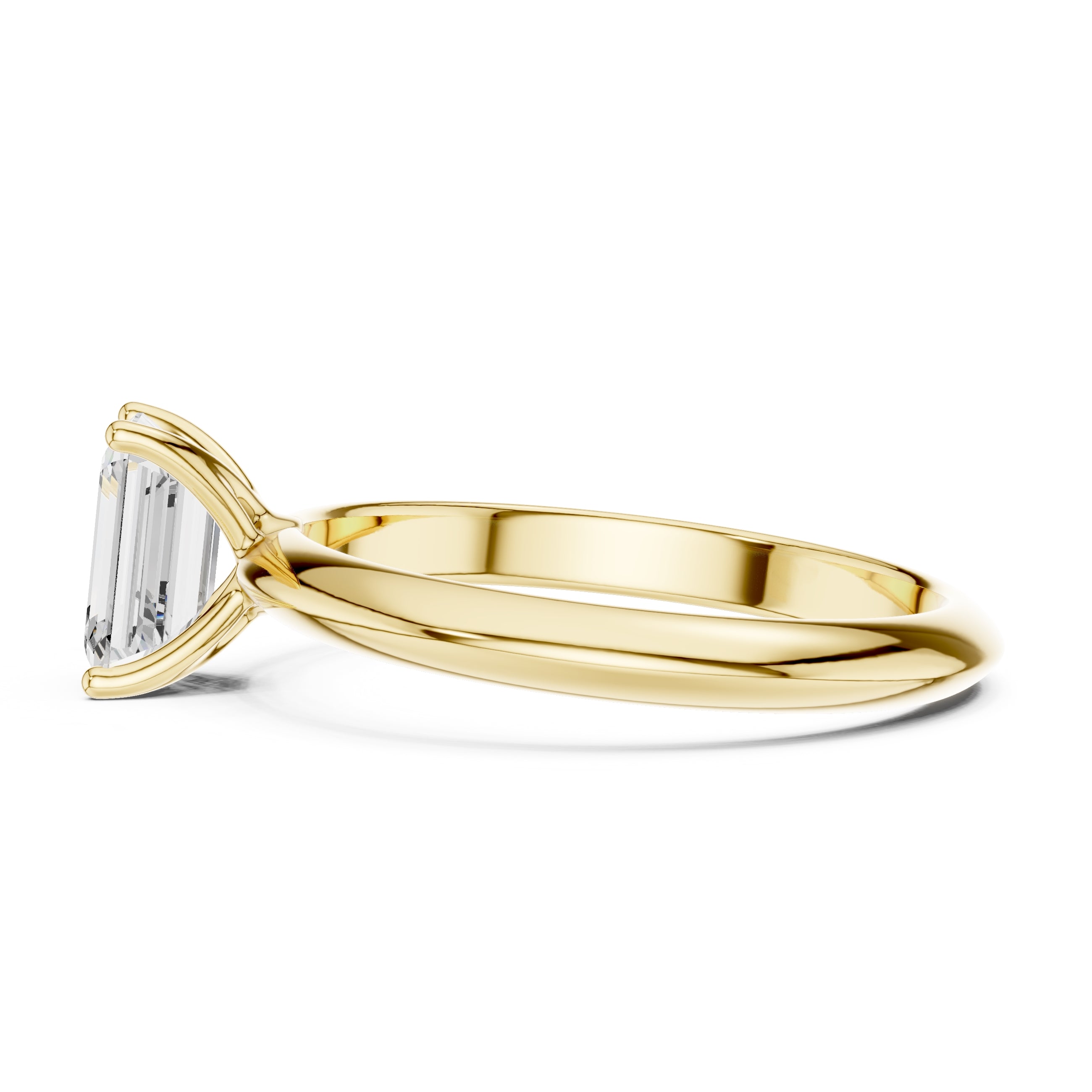1.00 ct Signature Four-Prong Solitaire 1ct Yellow Gold Emerald