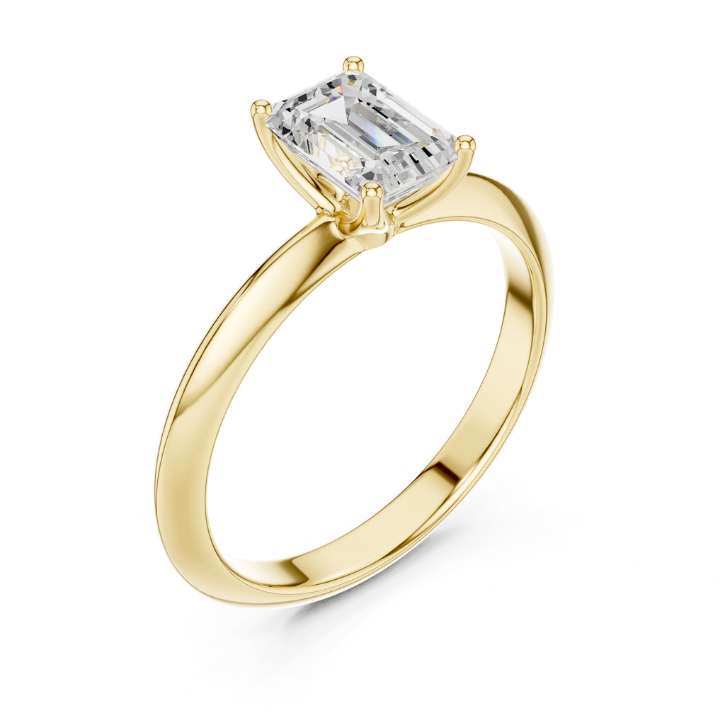 1.00 ct Signature Four-Prong Solitaire 1ct Yellow Gold Emerald