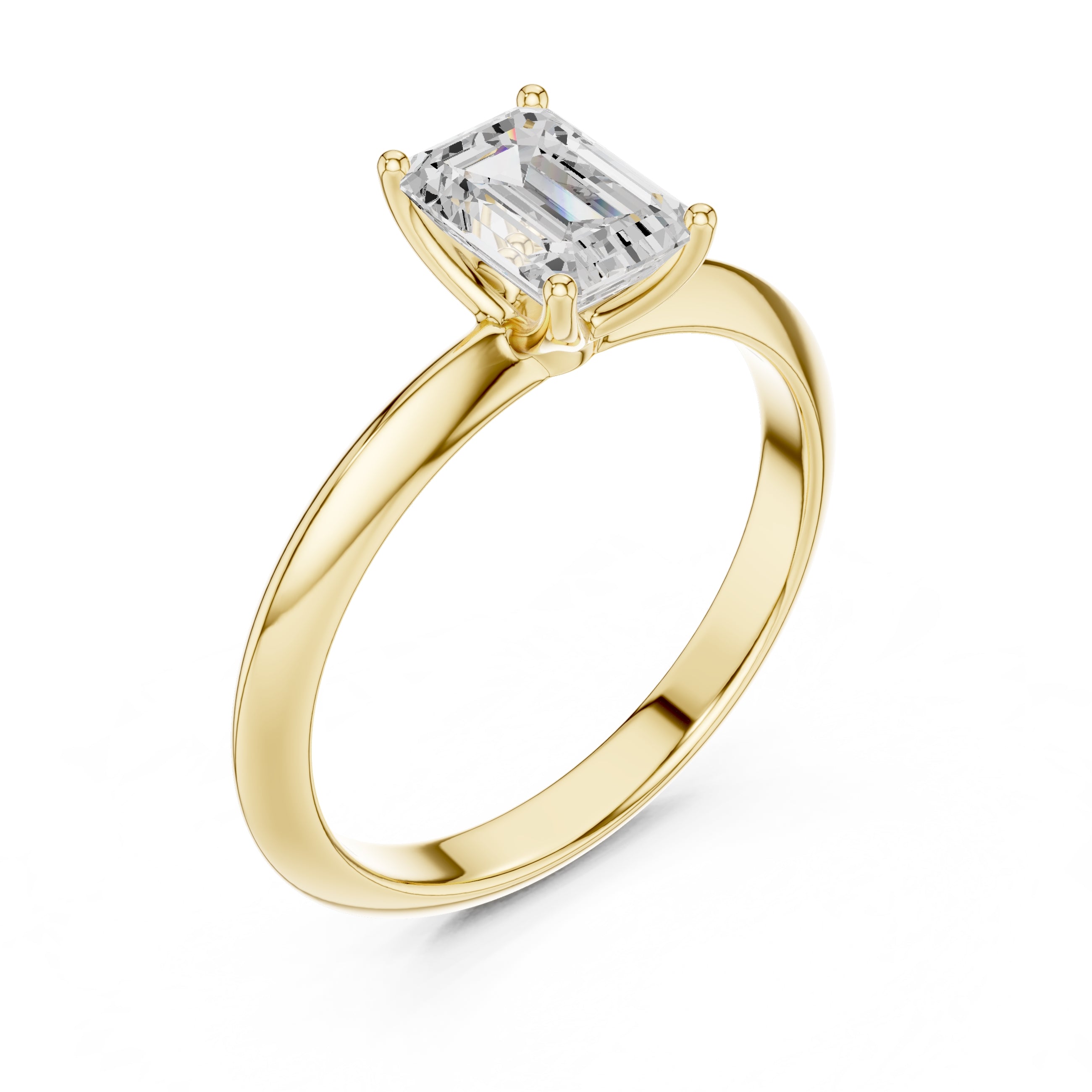 1.00 ct Signature Four-Prong Solitaire 1ct Yellow Gold Emerald