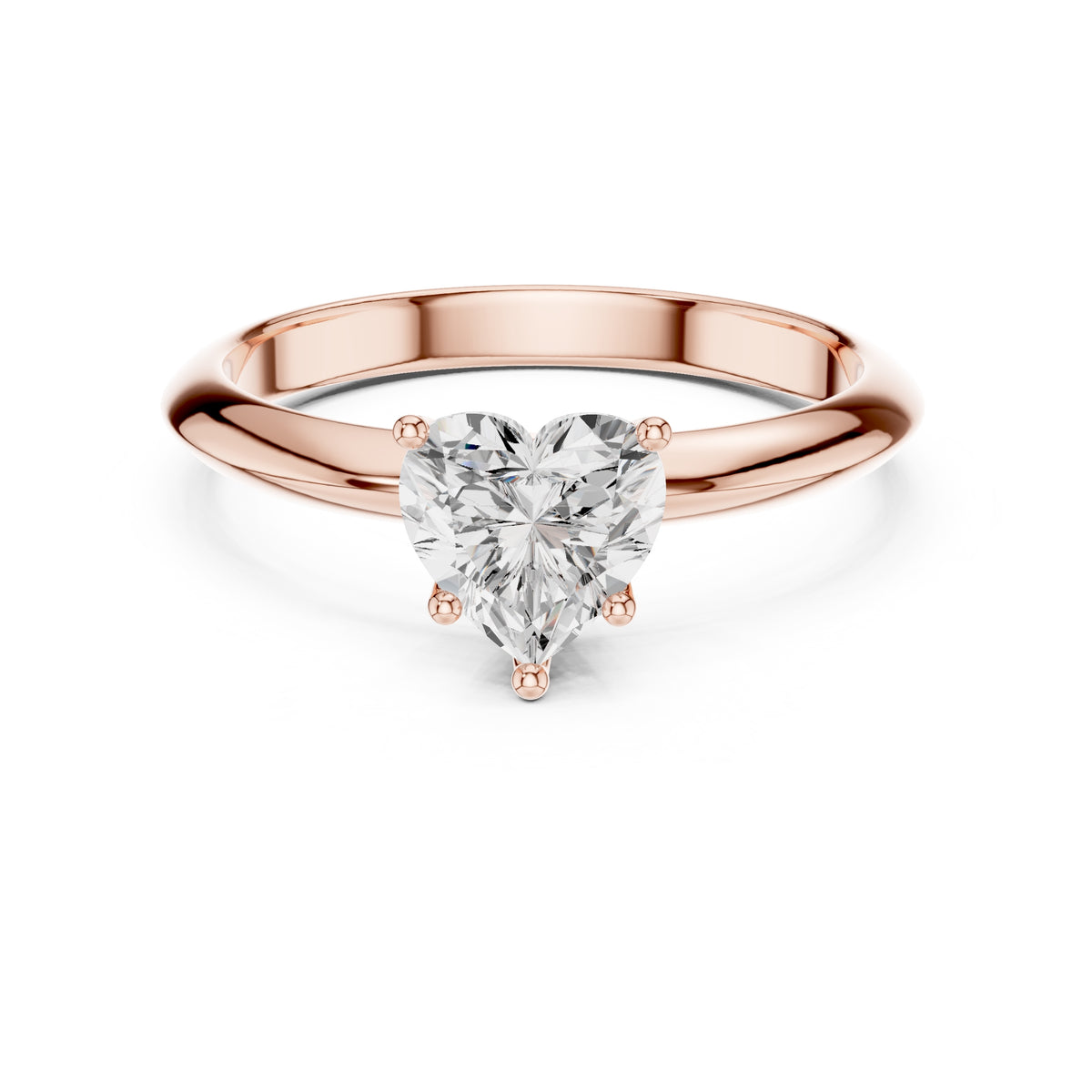 1.00 ct Signature Four-Prong Solitaire 1ct Rose Gold Heart