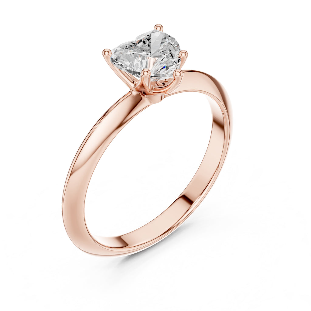 1.00 ct Signature Four-Prong Solitaire 1ct Rose Gold Heart