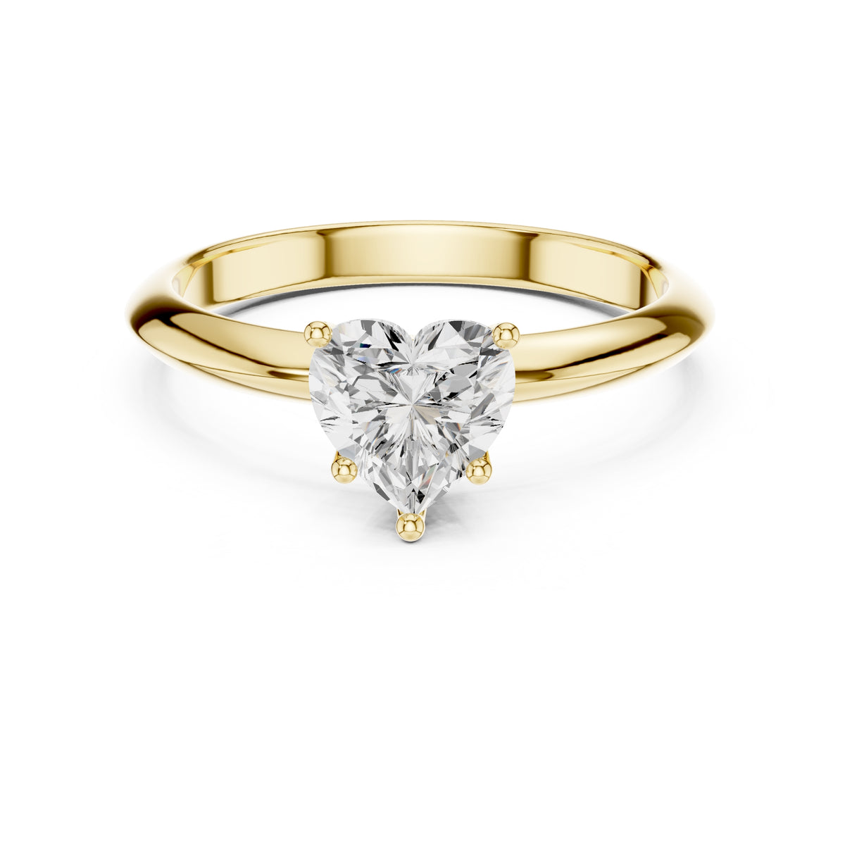 1.00 ct Signature Four-Prong Solitaire 1ct Yellow Gold Heart