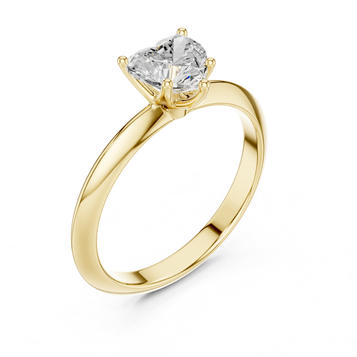 1.00 ct Signature Four-Prong Solitaire 1ct Yellow Gold Heart