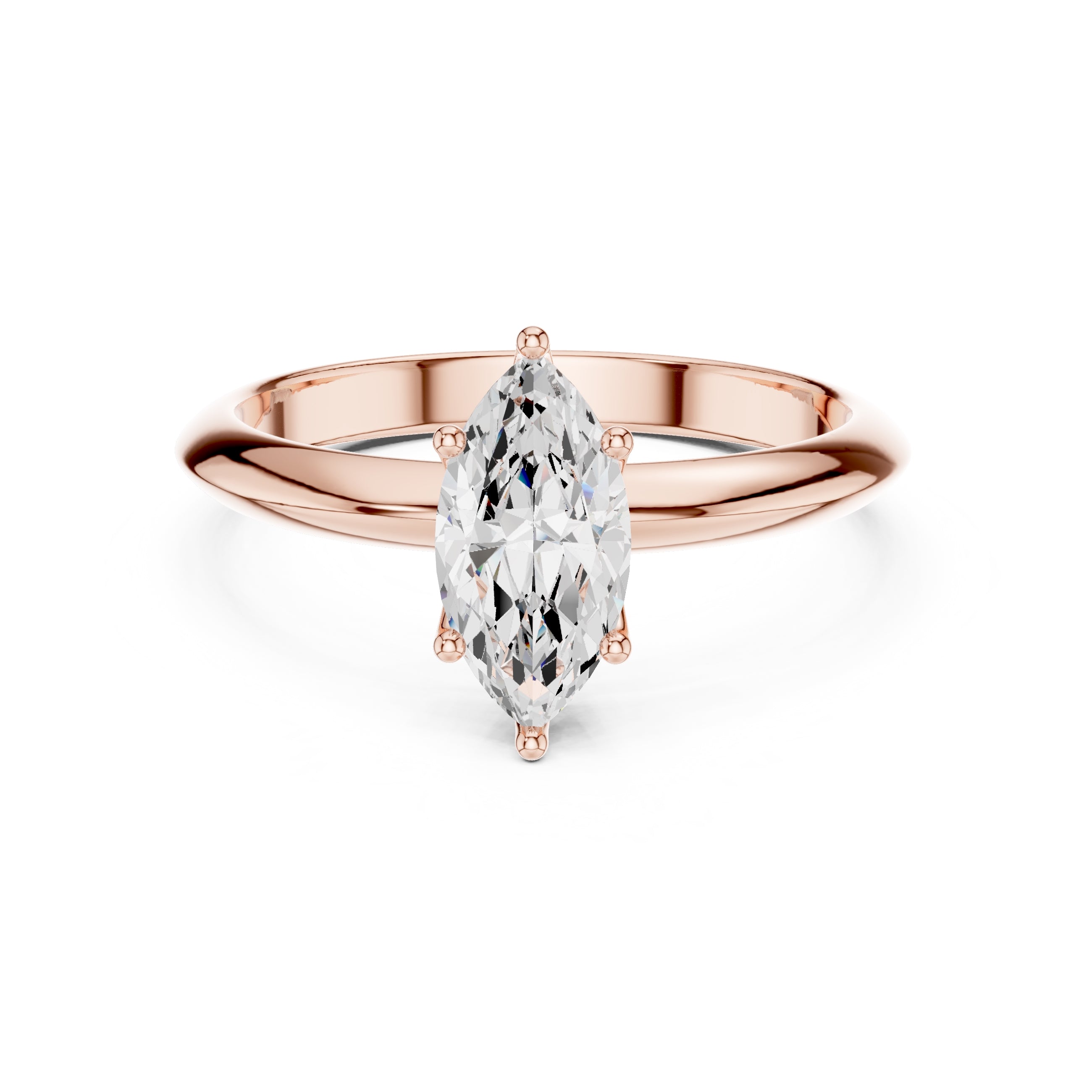 1.00 ct Signature Four-Prong Solitaire 1ct Rose Gold Marquise