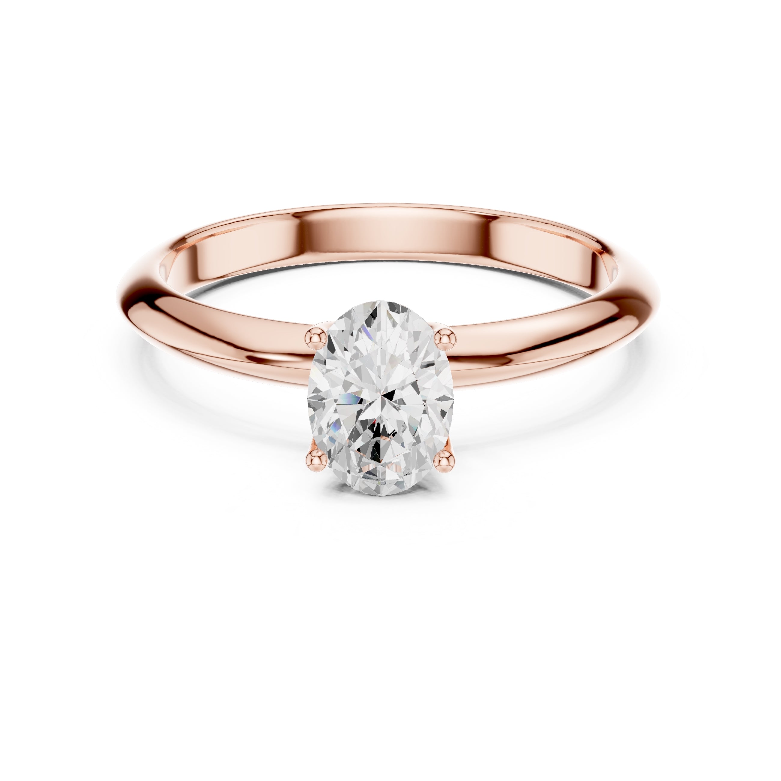 1.00 ct Signature Four-Prong Solitaire 1ct Rose Gold Oval