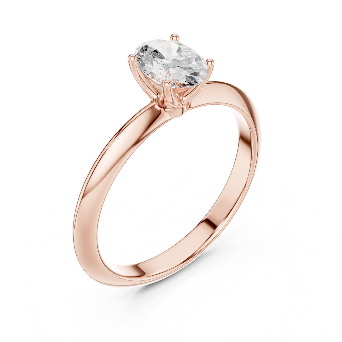 1.00 ct Signature Four-Prong Solitaire 1ct Rose Gold Oval