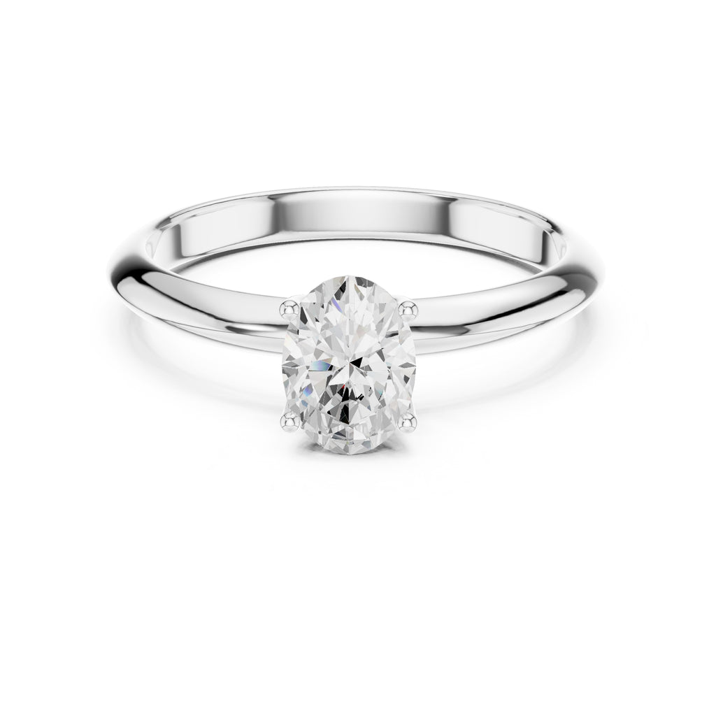 1.00 ct Signature Four-Prong Solitaire 1ct White Gold Oval