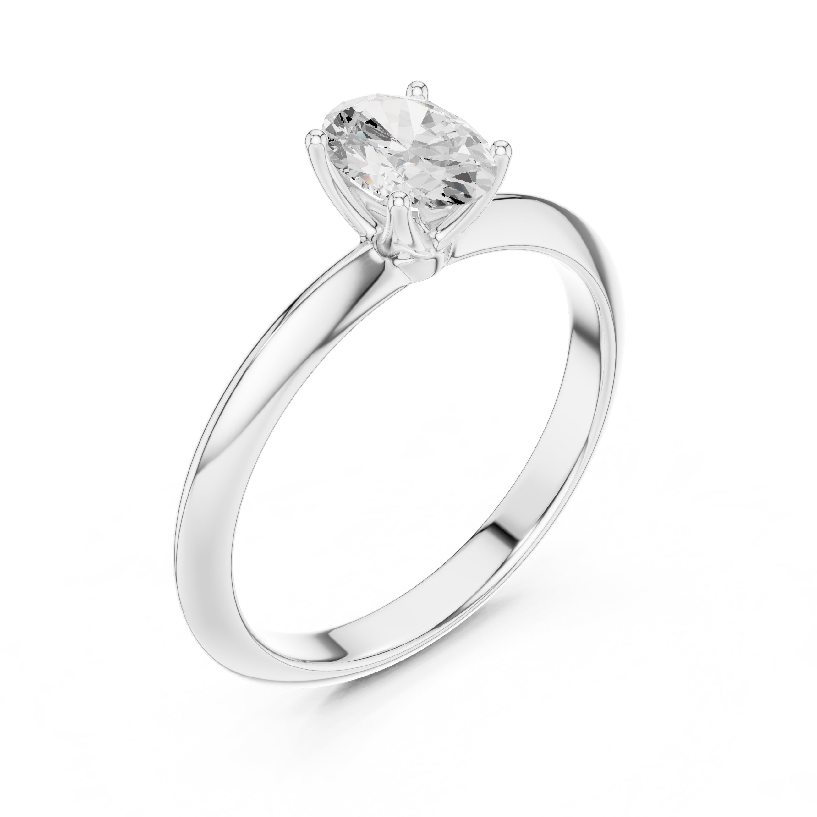 1.00 ct Signature Four-Prong Solitaire 1ct White Gold Oval