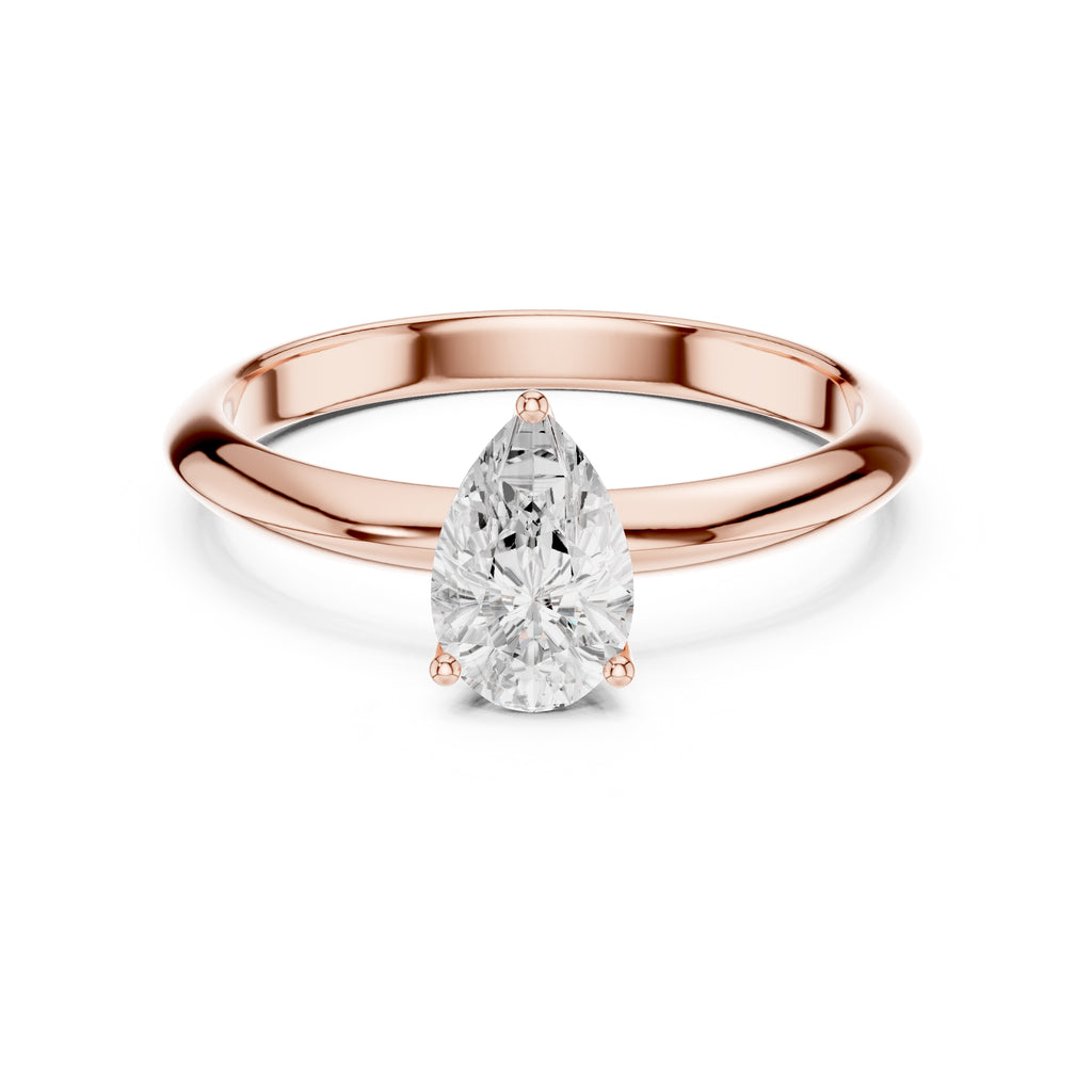 1.00 ct Signature Four-Prong Solitaire 1ct Rose Gold Pear