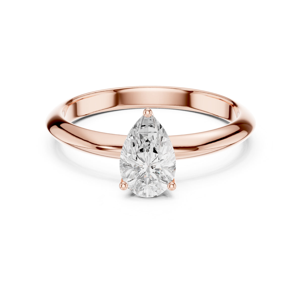 1.00 ct Signature Four-Prong Solitaire 1ct Rose Gold Pear