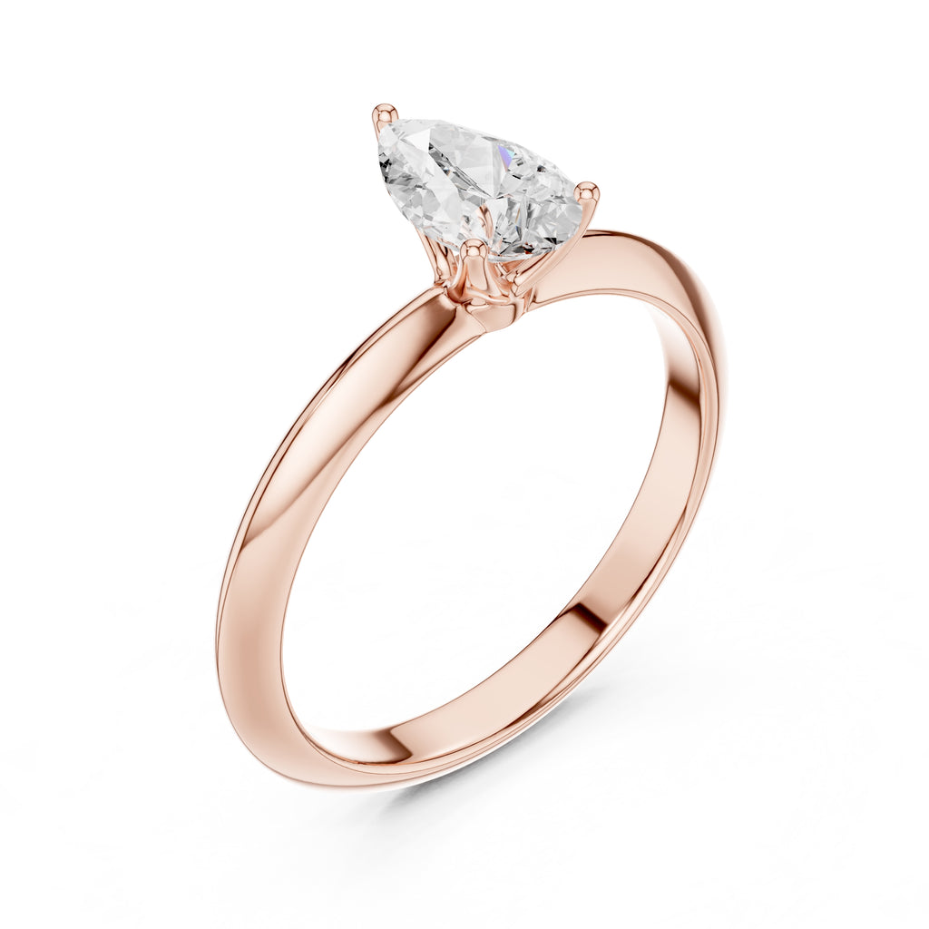 1.00 ct Signature Four-Prong Solitaire 1ct Rose Gold Pear