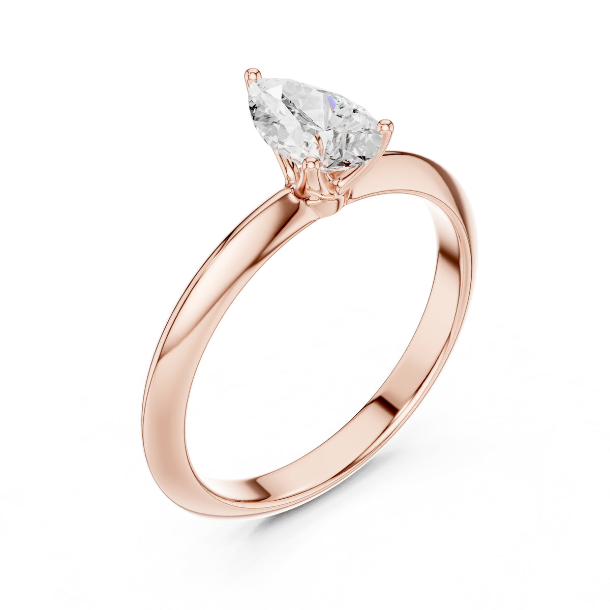 1.00 ct Signature Four-Prong Solitaire 1ct Rose Gold Pear
