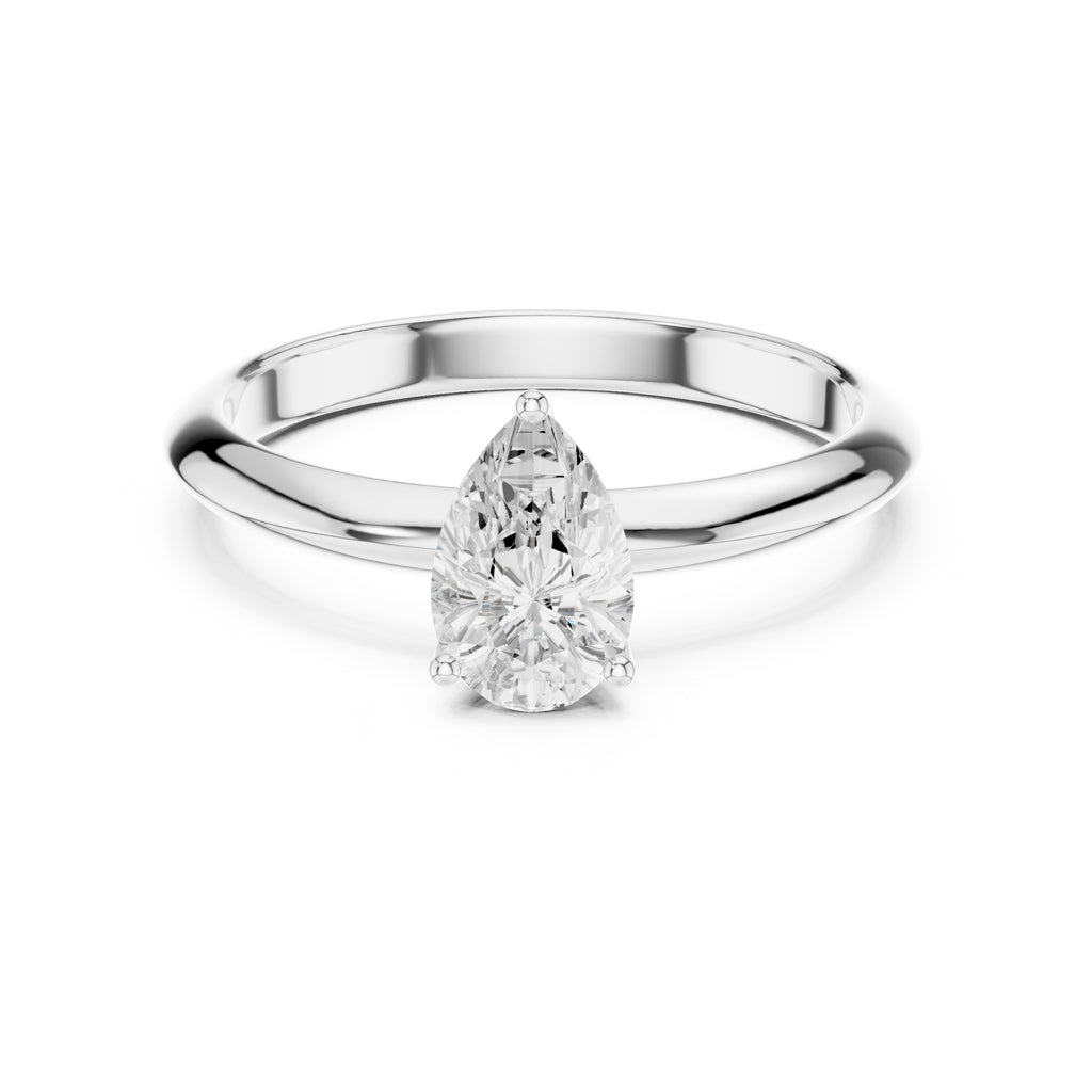 1.00 ct Signature Four-Prong Solitaire 1ct White Gold Pear