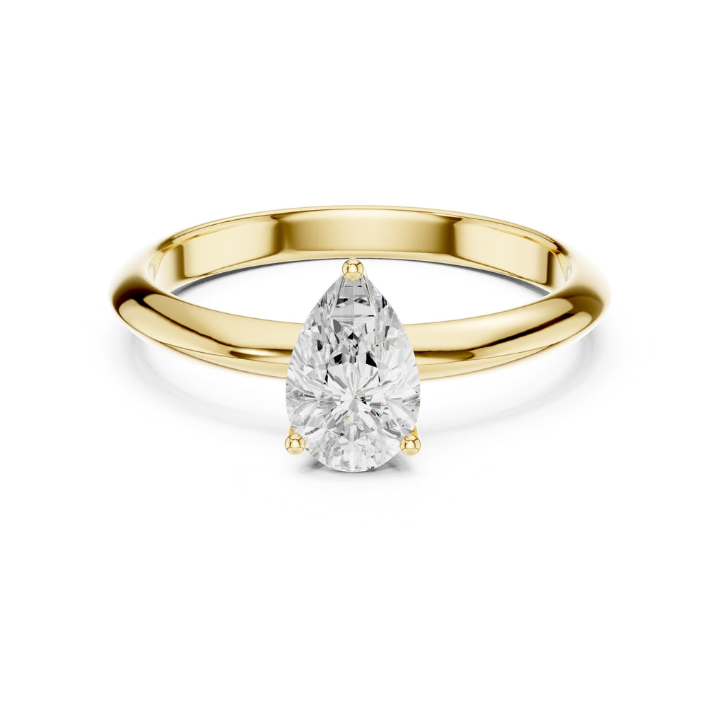 1.00 ct Signature Four-Prong Solitaire 1ct Yellow Gold Pear