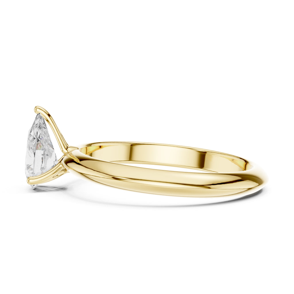 1.00 ct Signature Four-Prong Solitaire 1ct Yellow Gold Pear