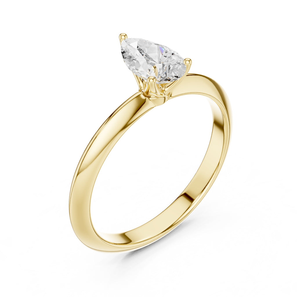 1.00 ct Signature Four-Prong Solitaire 1ct Yellow Gold Pear
