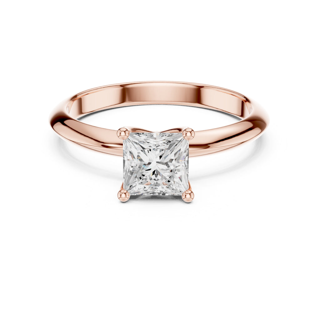 1.00 ct Signature Four-Prong Solitaire 1ct Rose Gold Princess