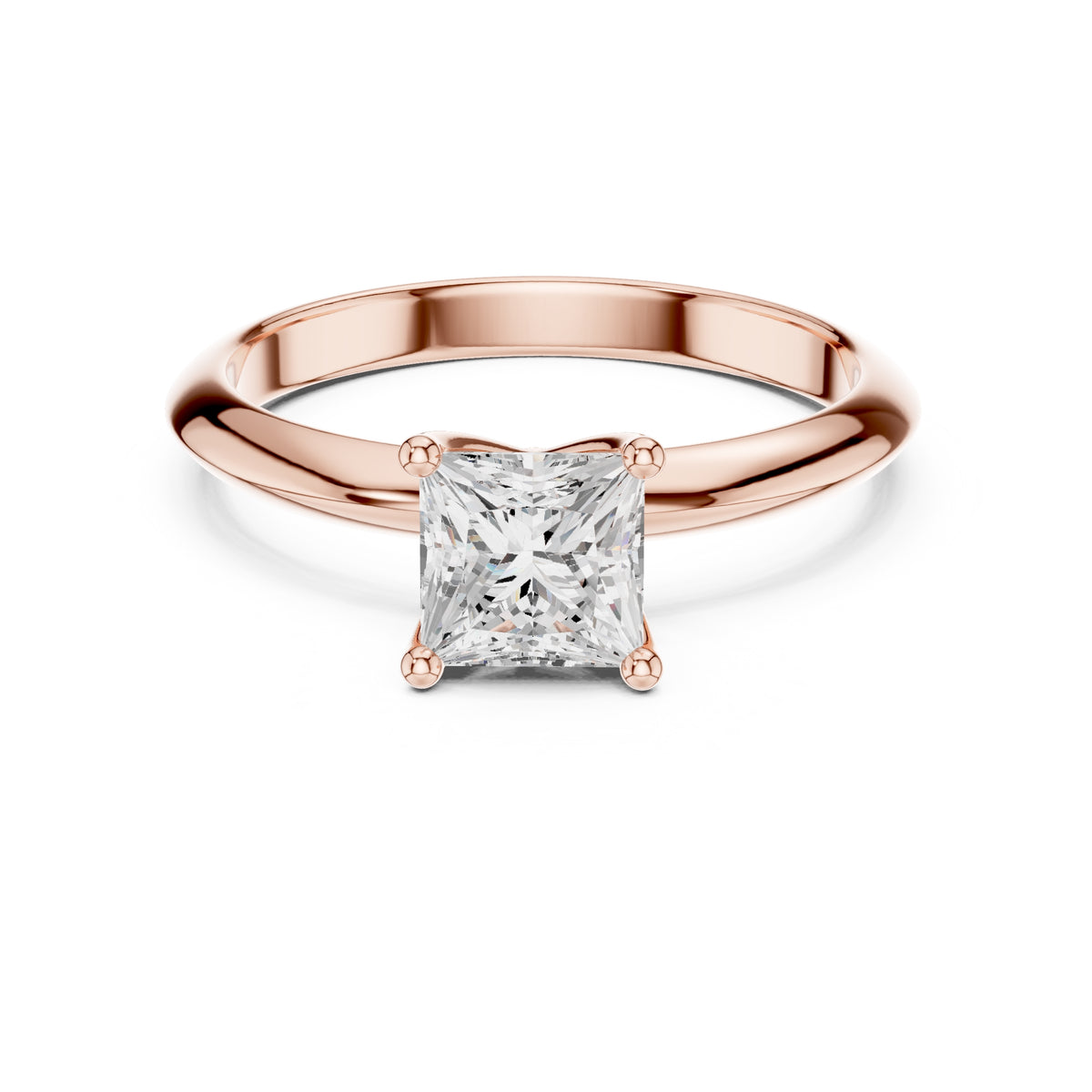 1.00 ct Signature Four-Prong Solitaire 1ct Rose Gold Princess
