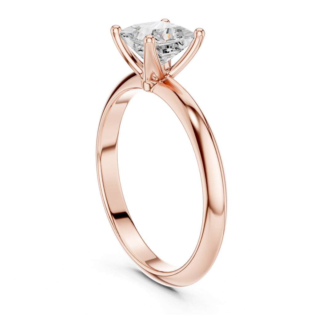 1.00 ct Signature Four-Prong Solitaire 1ct Rose Gold Princess