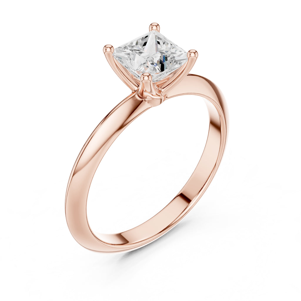 1.00 ct Signature Four-Prong Solitaire 1ct Rose Gold Princess