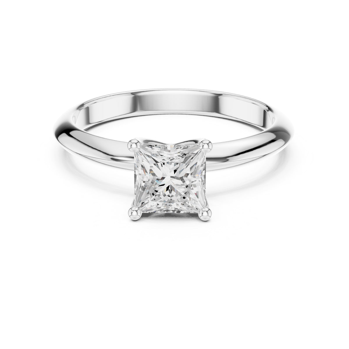 1.00 ct Signature Four-Prong Solitaire 1ct White Gold Princess
