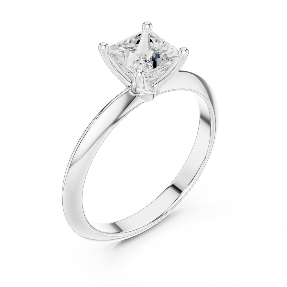 1.00 ct Signature Four-Prong Solitaire 1ct White Gold Princess