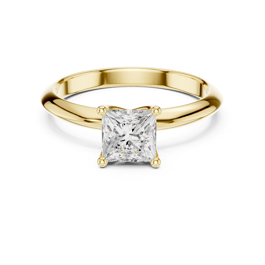 1.00 ct Signature Four-Prong Solitaire 1ct Yellow Gold Princess