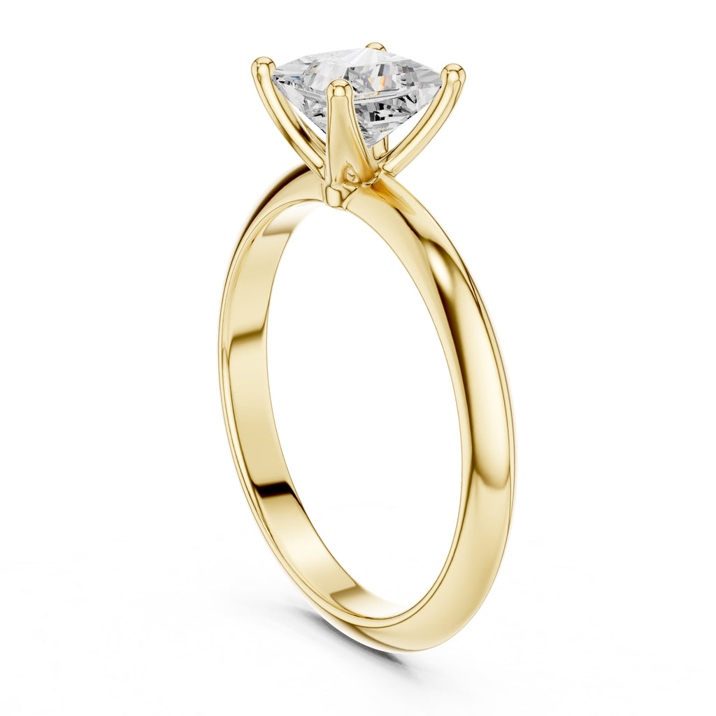 1.00 ct Signature Four-Prong Solitaire 1ct Yellow Gold Princess