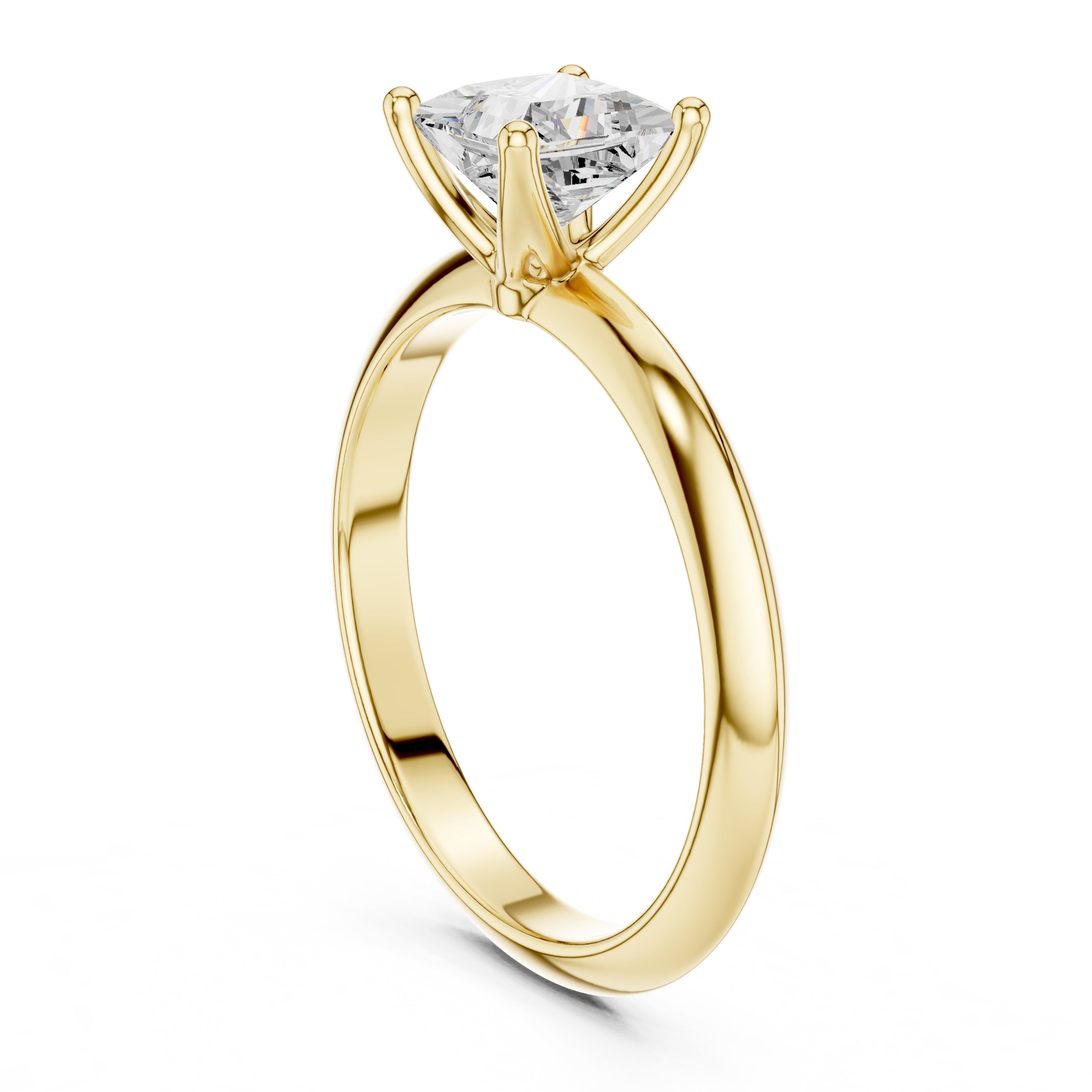 1.00 ct Signature Four-Prong Solitaire 1ct Yellow Gold Princess
