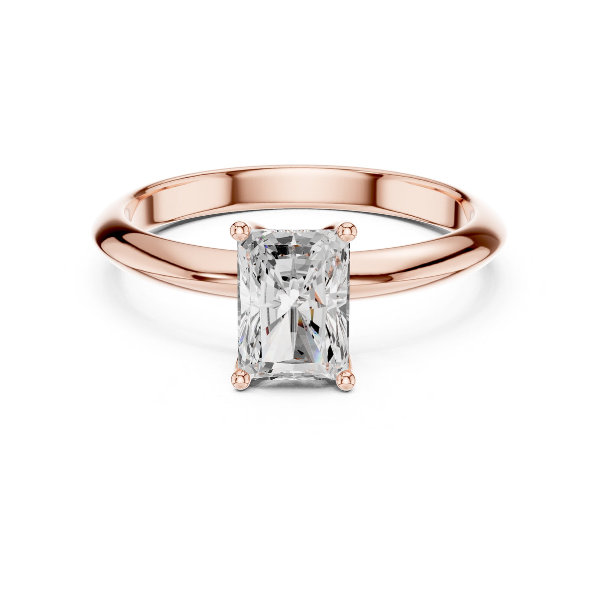 1.00 ct Signature Four-Prong Solitaire 1ct Rose Gold Radiant