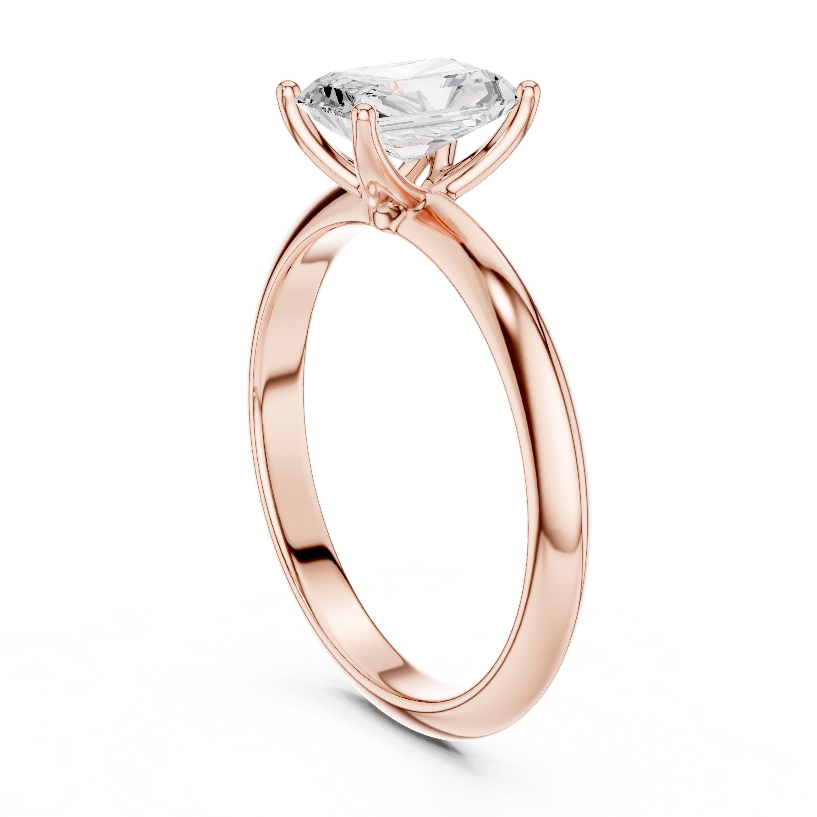1.00 ct Signature Four-Prong Solitaire 1ct Rose Gold Radiant