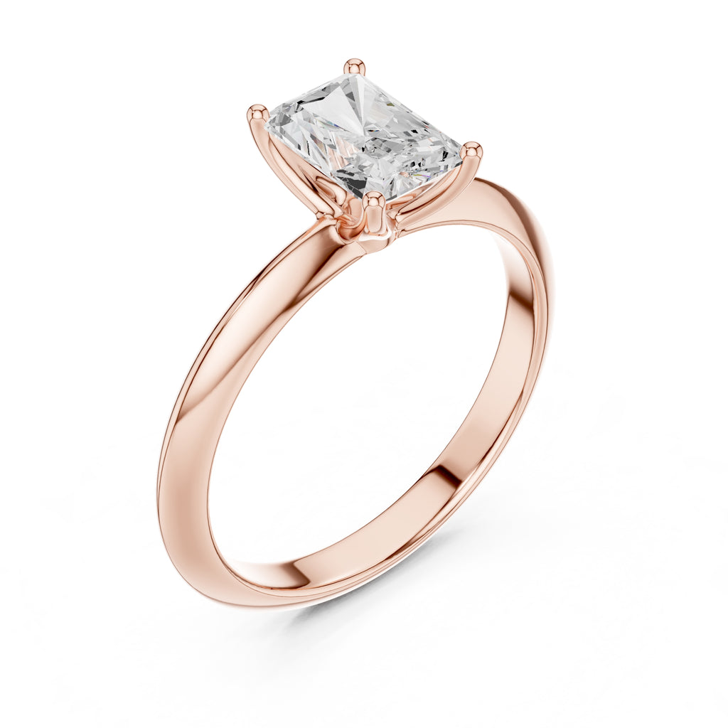 1.00 ct Signature Four-Prong Solitaire 1ct Rose Gold Radiant