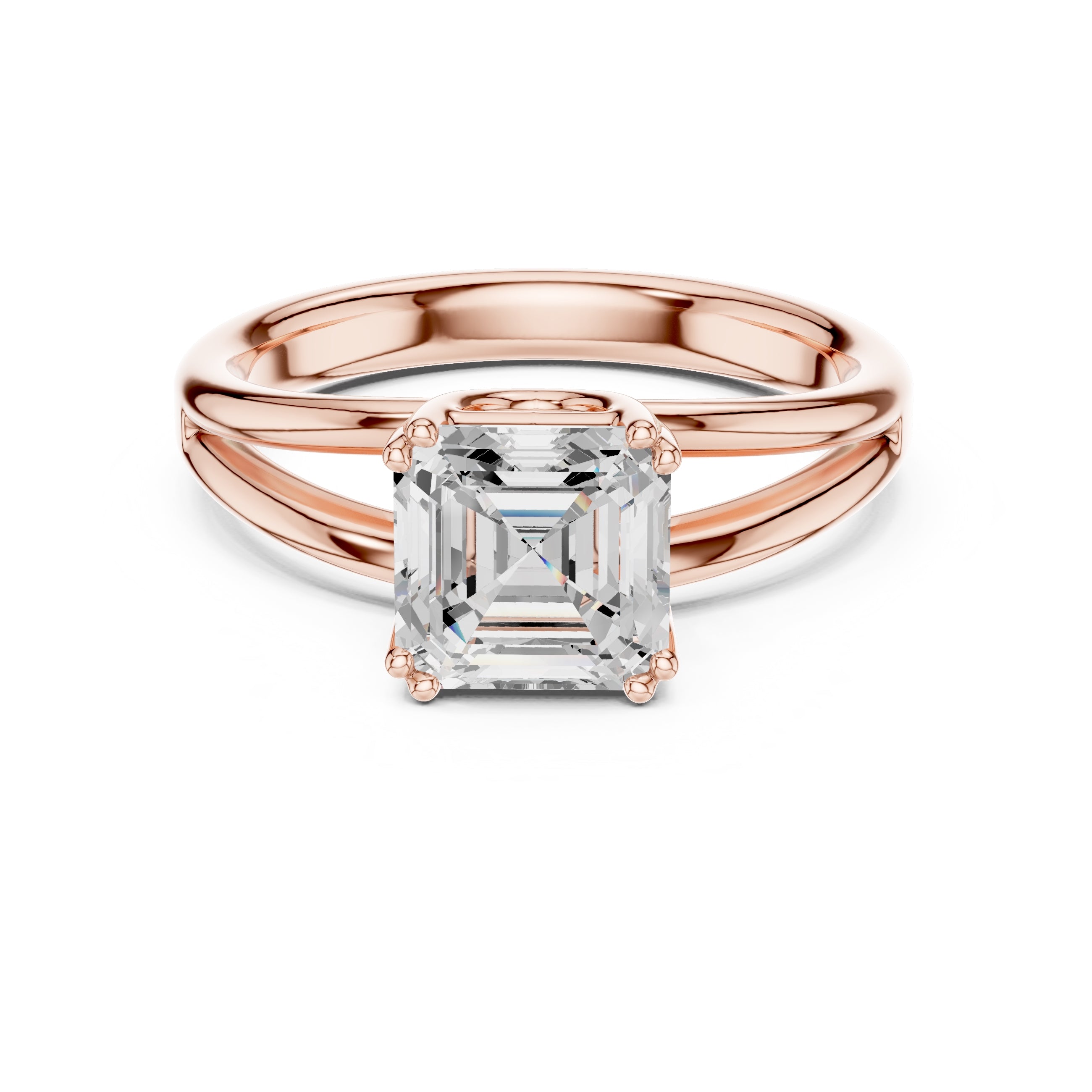 2.00 ct Open Frame Ring 2ct Rose Gold Asscher