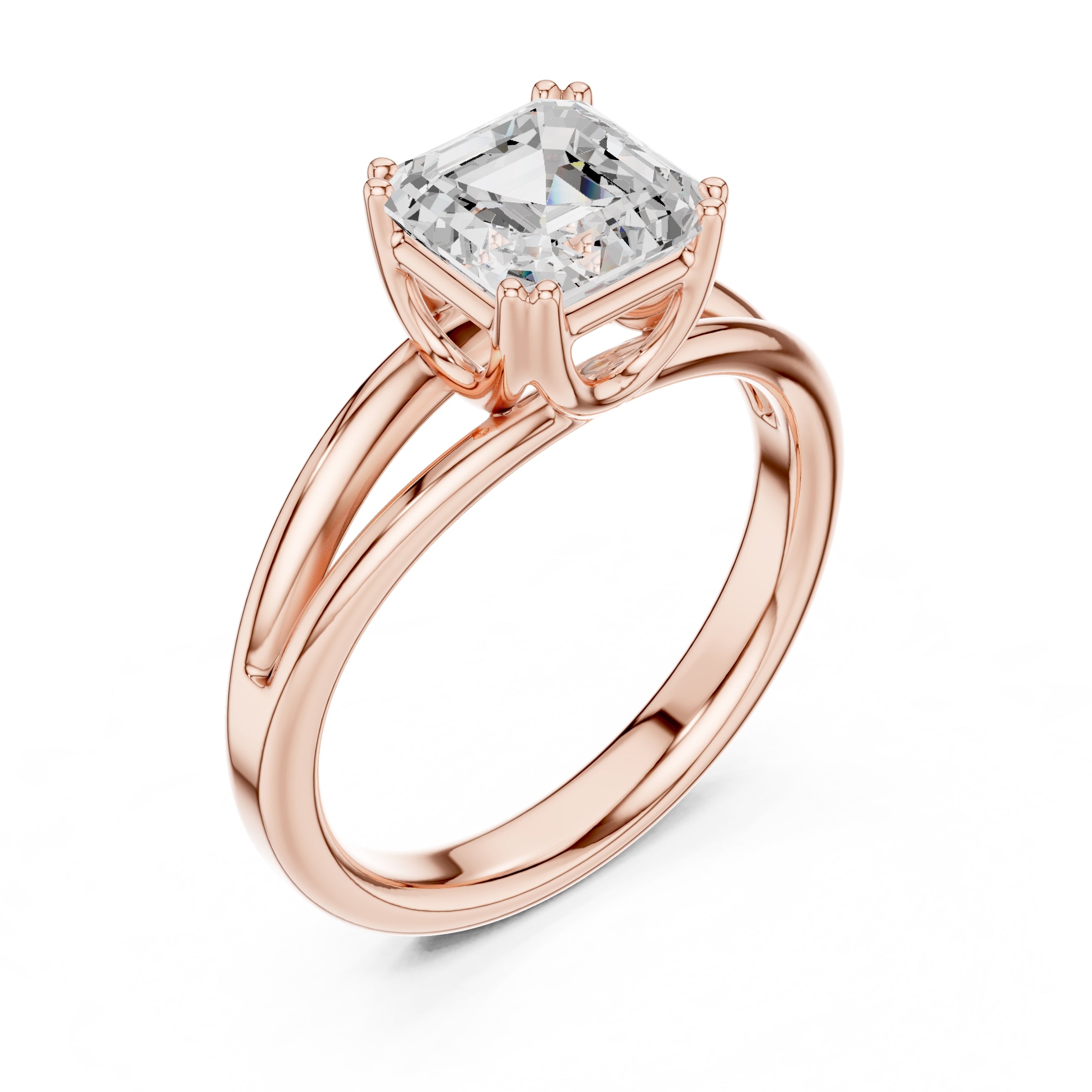 2.00 ct Open Frame Ring 2ct Rose Gold Asscher