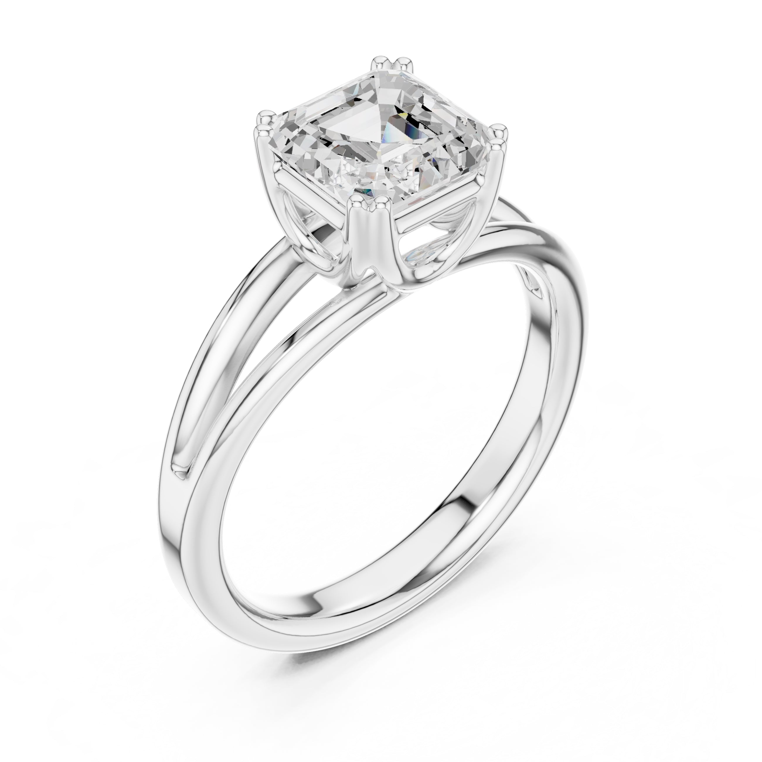 2.00 ct Open Frame Ring 2ct White Gold Asscher