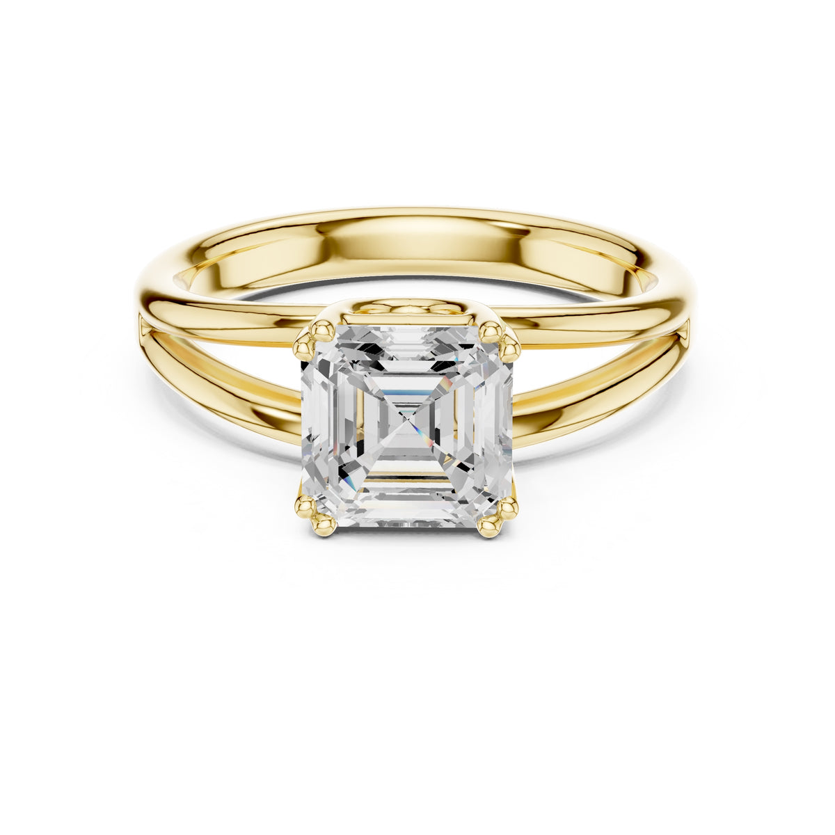 2.00 ct Open Frame Ring 2ct Yellow Gold Asscher