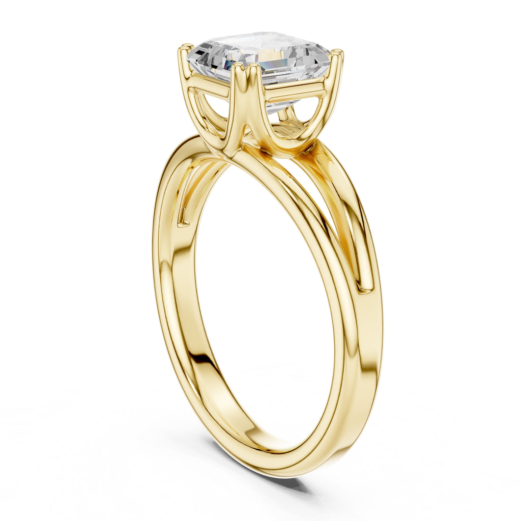 2.00 ct Open Frame Ring 2ct Yellow Gold Asscher