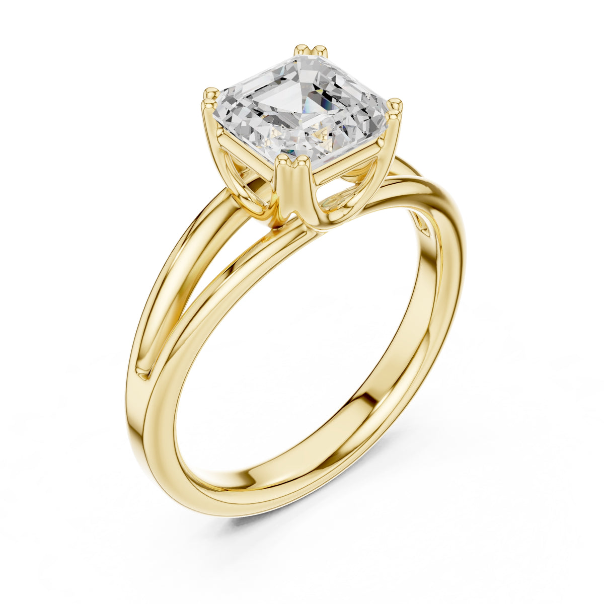 2.00 ct Open Frame Ring 2ct Yellow Gold Asscher