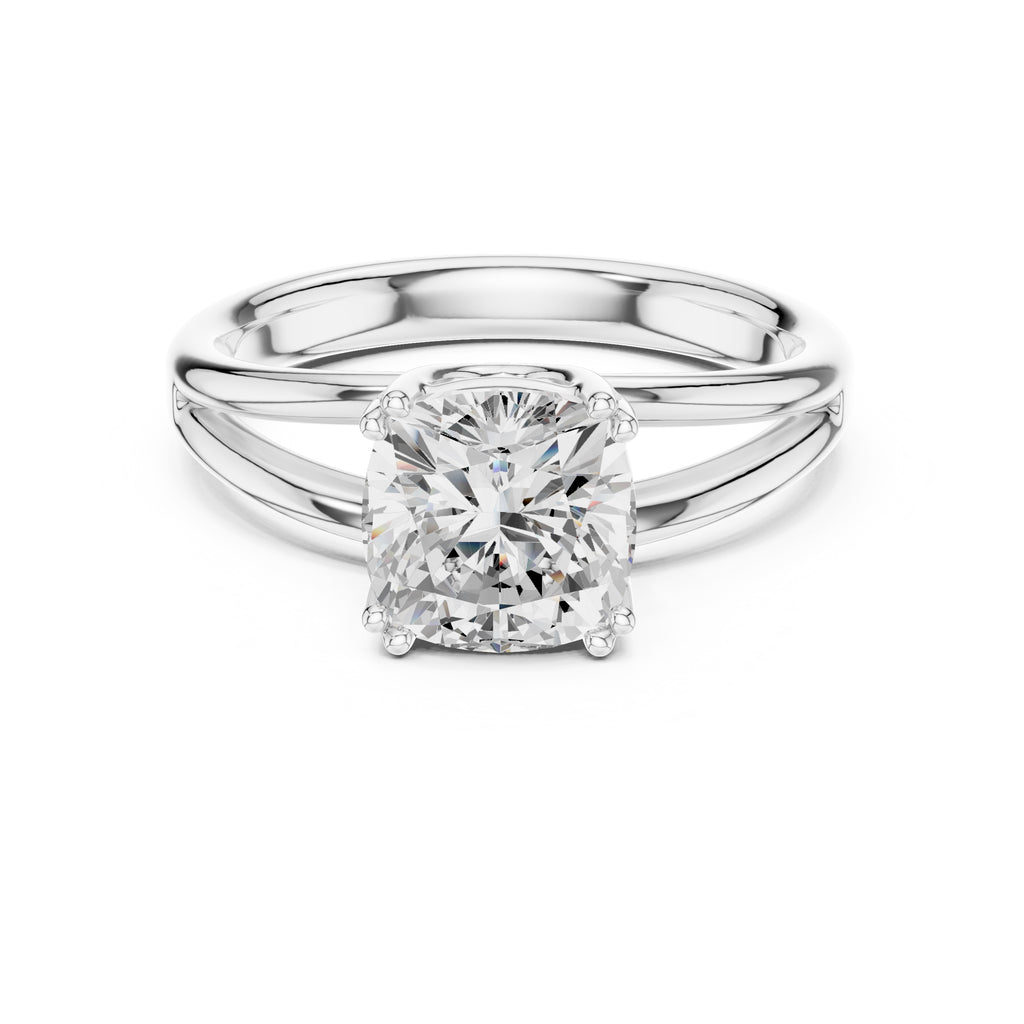 2.00 ct Open Frame Ring 2ct White Gold Cushion