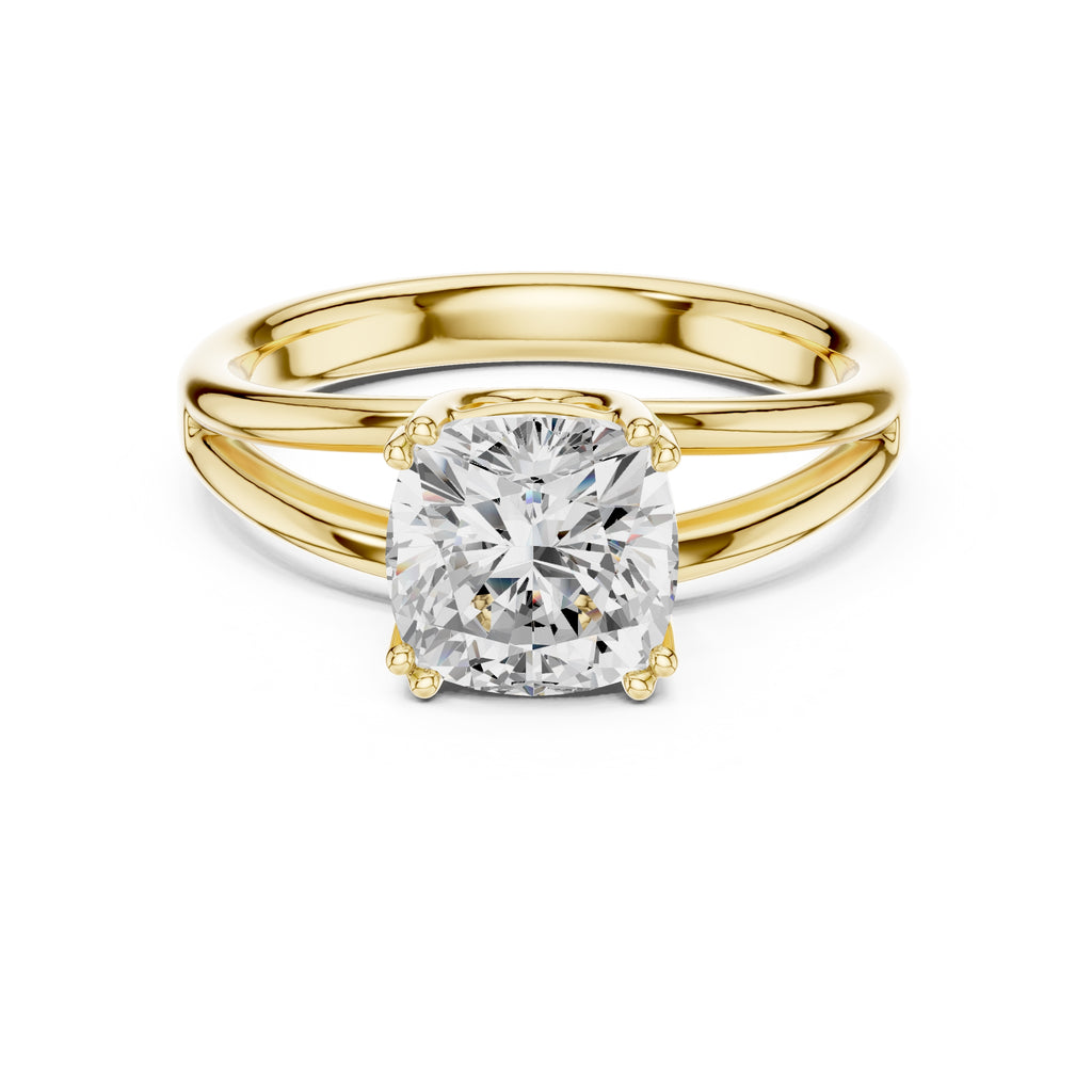 2.00 ct Open Frame Ring 2ct Yellow Gold Cushion