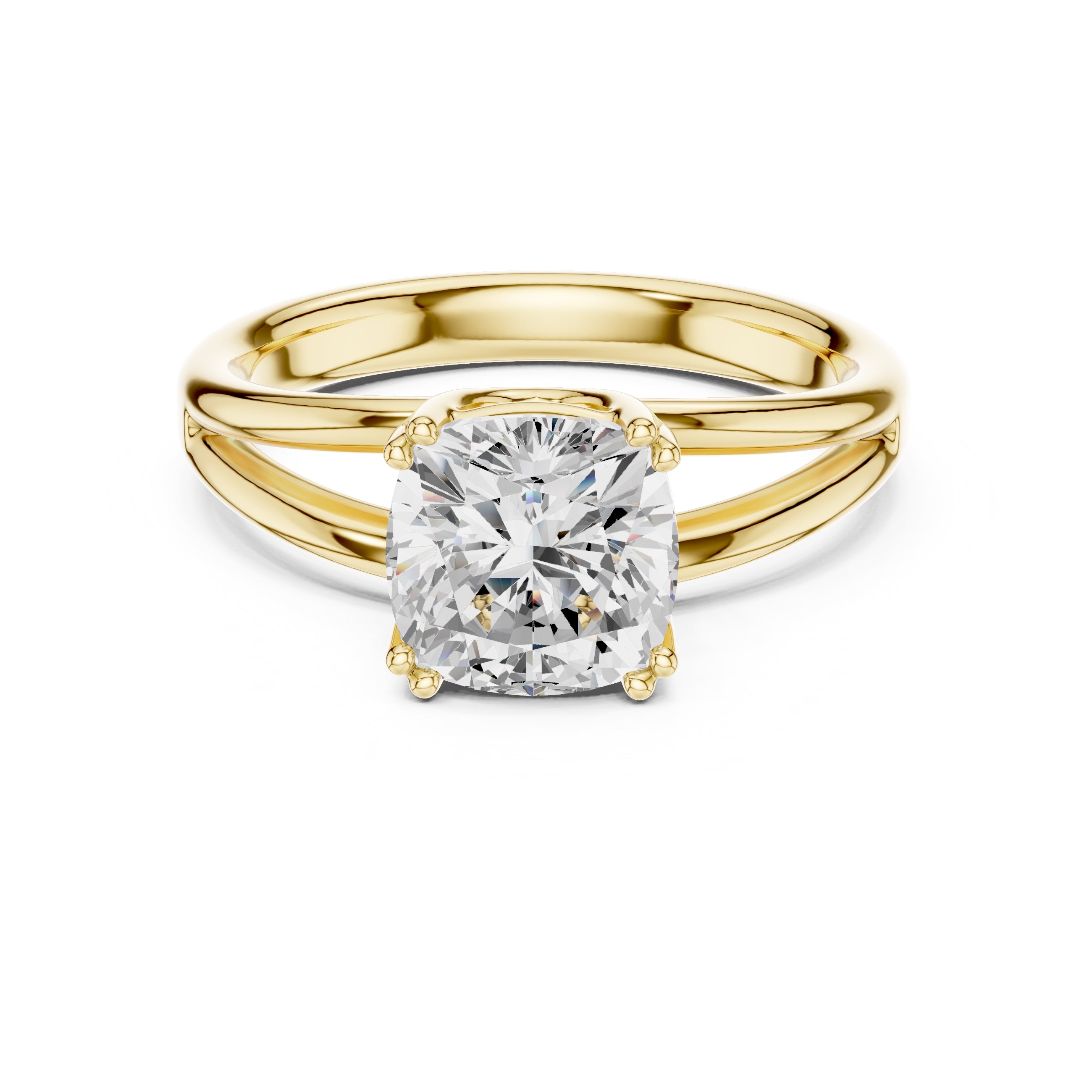 2.00 ct Open Frame Ring 2ct Yellow Gold Cushion