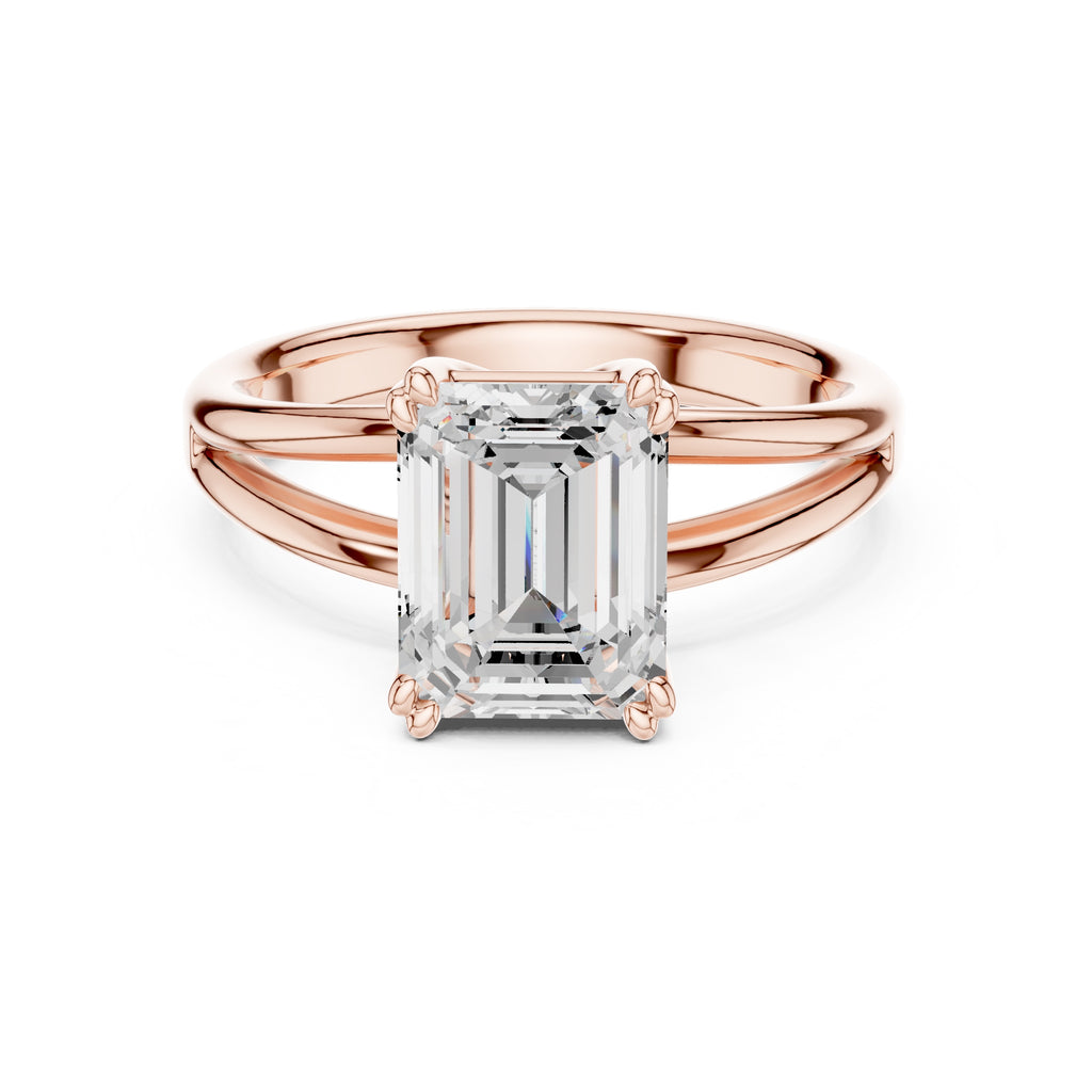 2.00 ct Open Frame Ring 2ct Rose Gold Emerald