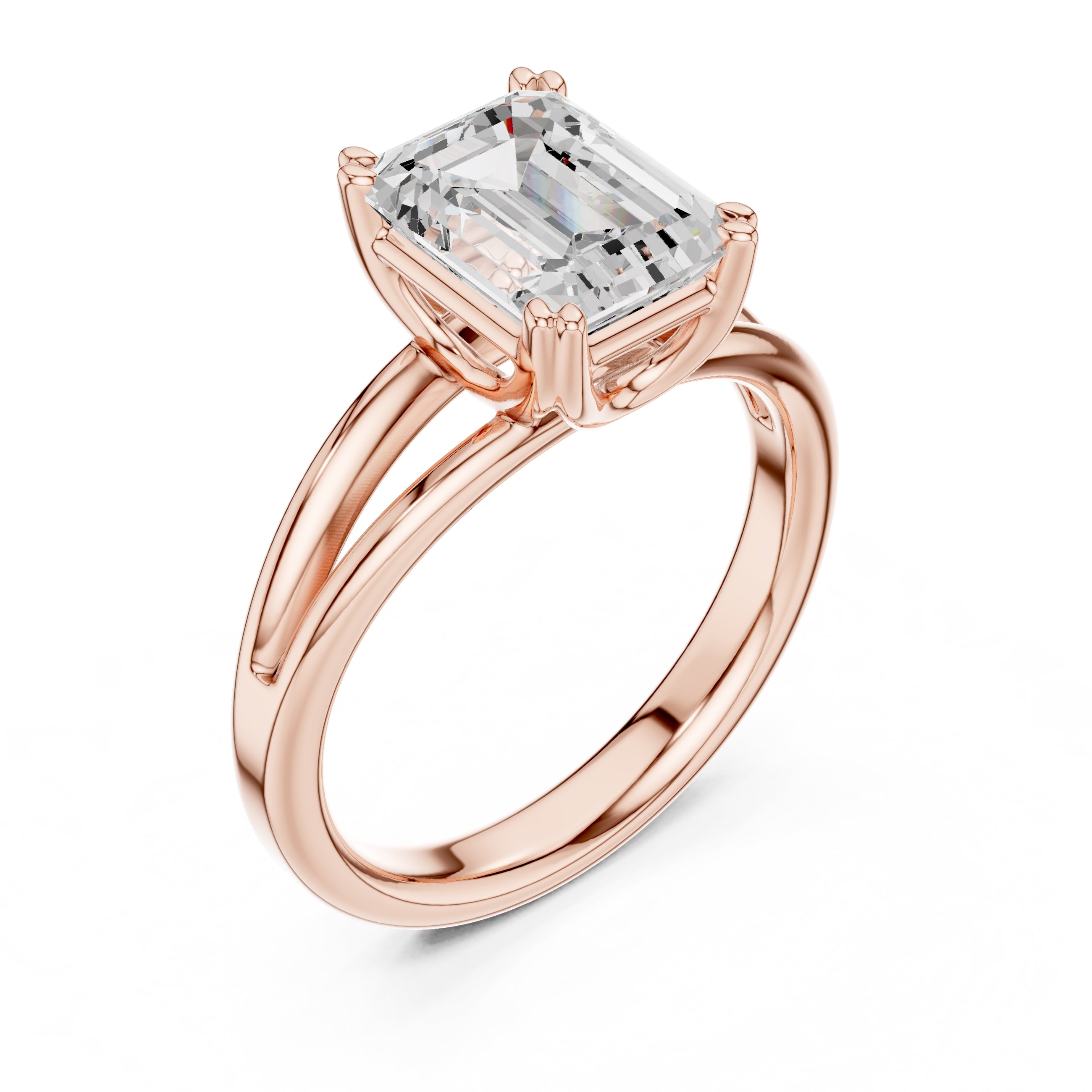 2.00 ct Open Frame Ring 2ct Rose Gold Emerald