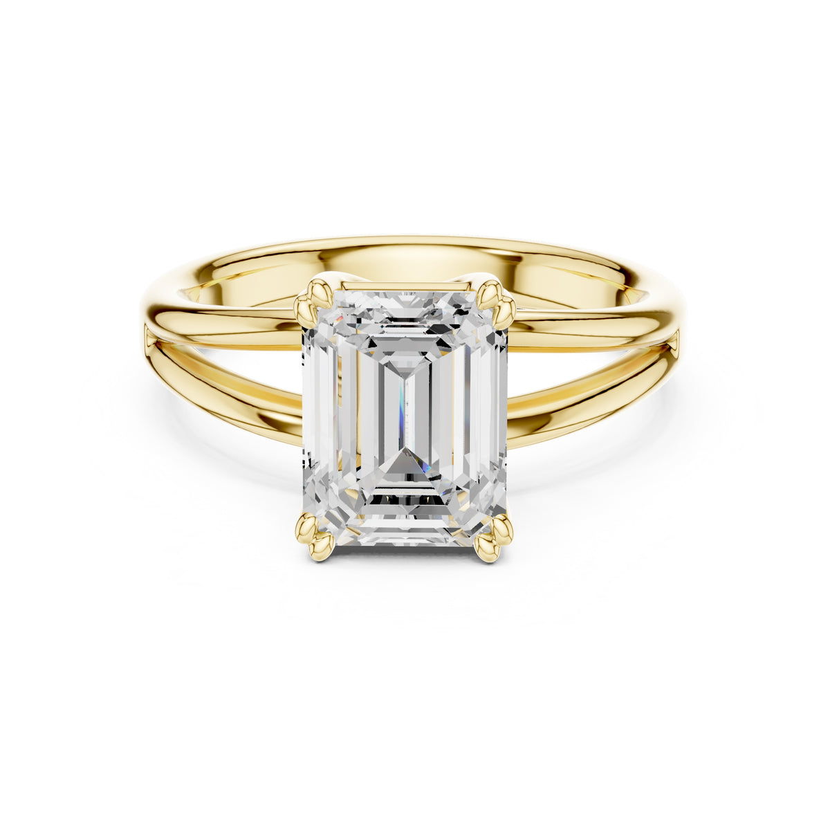2.00 ct Open Frame Ring 2ct Yellow Gold Emerald