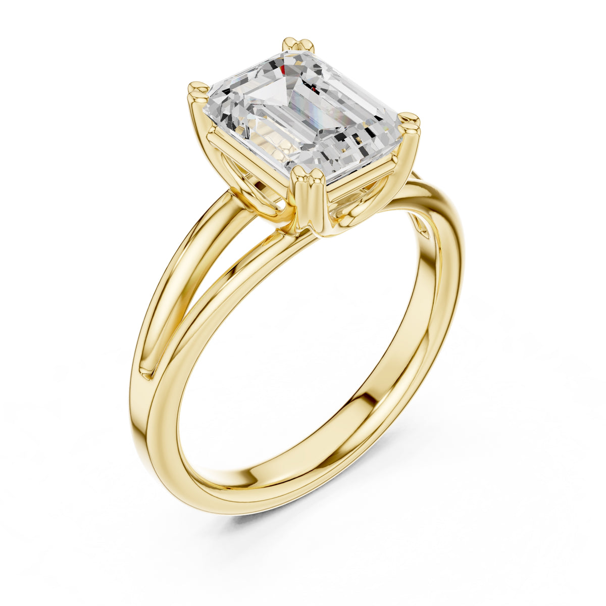 2.00 ct Open Frame Ring 2ct Yellow Gold Emerald